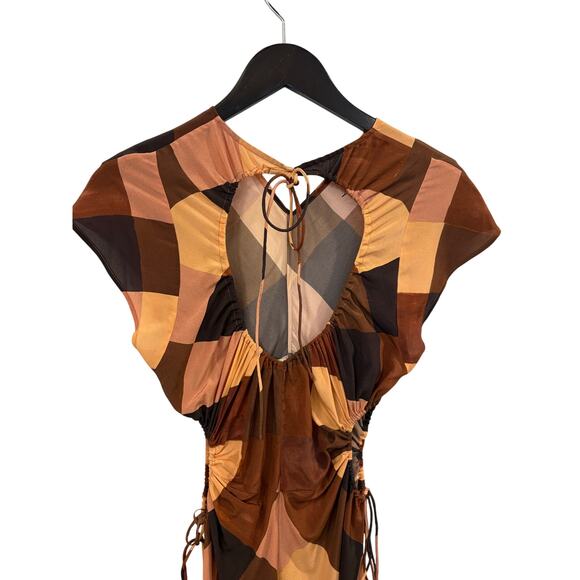 A.L.C. Amira Cutout Ruched Color-block Stretch-silk Dress - Picture 8 of 12